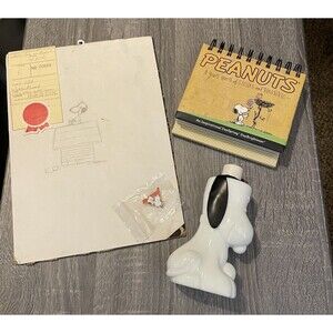 Peanuts Snoopy Lot of Four Items Avon Bottle No Cap Hallmark Pin  Handmade Art